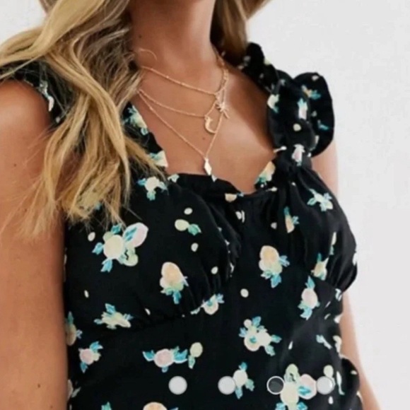 Free People Womens Like A Lady Citrus Floral Printed Mini Dress Black Size Small - Picture 2 of 8